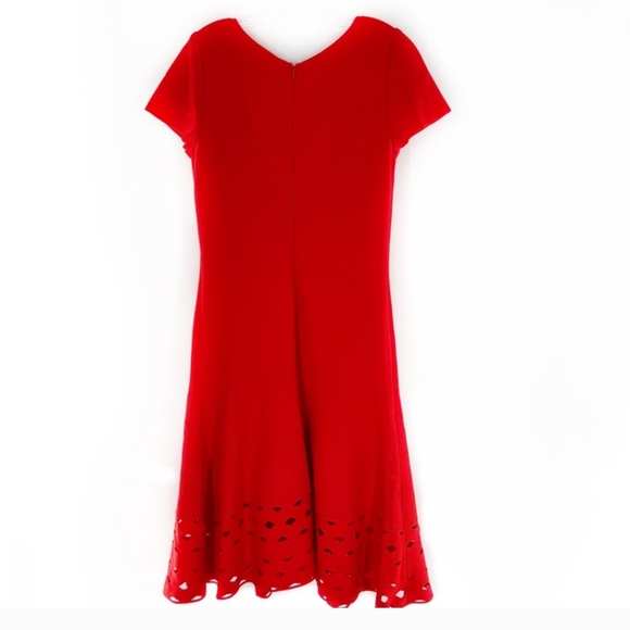 St. John Knit SIZE 6 Geranium Red A-Line Midi Dress Luxury - Picture 3 of 7